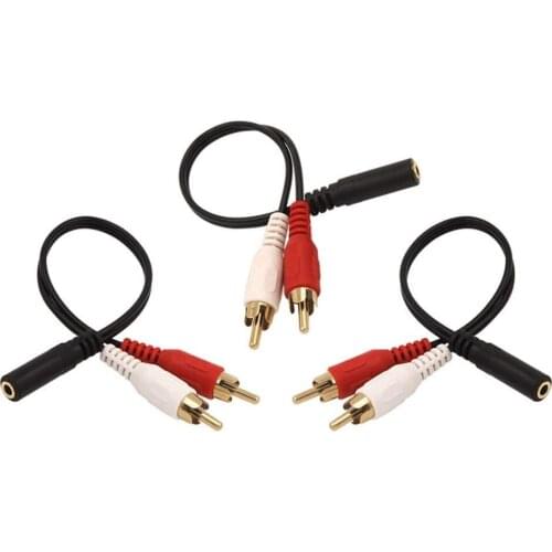 3-Pack Gold Plated 3.5mm Female to 2 RCA Male Stereo Audio Y Cable Adapter