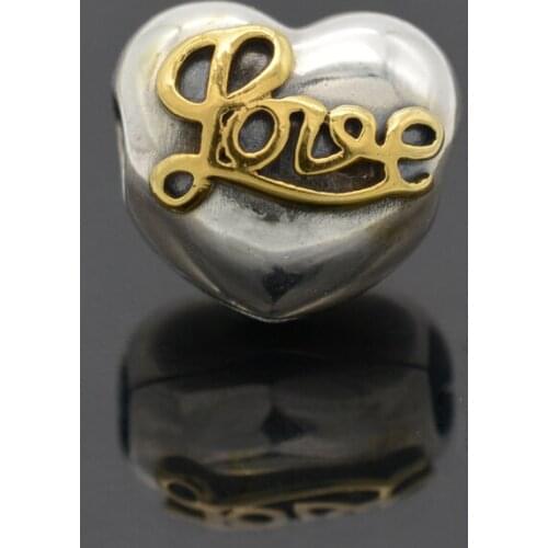925 Sterling Silver Gold Letter Charm Heart-Shaped Silver Bracelet Clip Suitable For Couples With Silver Bracelet Accessories