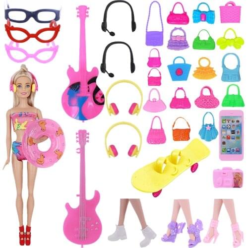 Mix Barbies Accessories High Heels Guitar Handbag Earphone Skateboard Glasses For 11Inch Barbies Doll&Ken Barbies Doll,Kids Gift