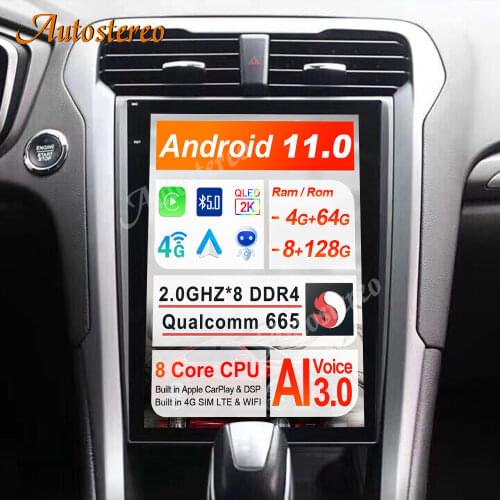Android 9.0 128+4G Car GPS Navigation For Ford Mondeo Fusion MK5 2013+ Auto Head Unit Multimedia Player Radio Tape Recorder Navi