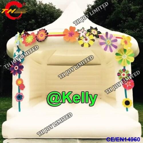Free air shipping Inflatable White Wedding Bouncer, Inflatable Jumping House Trampolin, Air Bouncy Castle For Garden Wedding