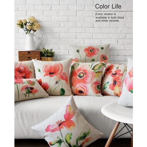 Free shipping/fresh rural style watercolor flowers hold pillowcase cushion for leaning on set free No Inner