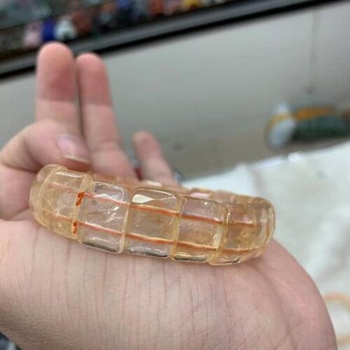 Yellow citrines stone beads bracelet natural gem stone bangle for woman for gift birth stone for GEMINI