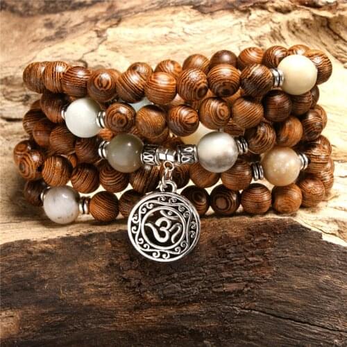 Charms OM Bracelet Men Jewelry Vintage Tibetan Silver Buddhist Prayer Meditation Yoga Rosary Bracelet For Women Gifts