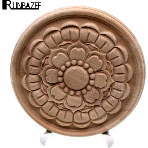 RUNBAZEF Wood Carved Onlay Carpenter Decal Working Table Leg Applique Decoration Cabinet Furniture Figurines Vintage Home Decor