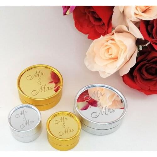 Personalized Gold /Silver Rustic Wedding Wooden Ring Box Custom Name & Date Engraved Ring Bearer Holder Storage Round Case Box