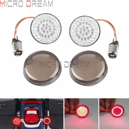 For Harley Touring Dyna Electra Street Road Glide Ultra 2" 1157 LED Red Rear Stop Brake Lamp Turn Signal Inserts Bullet Lights