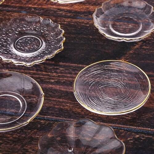 Crystal glass tea mat heat insulation handmade Kung Fu tea cup cup holder glass saucer transparent tea set saucer