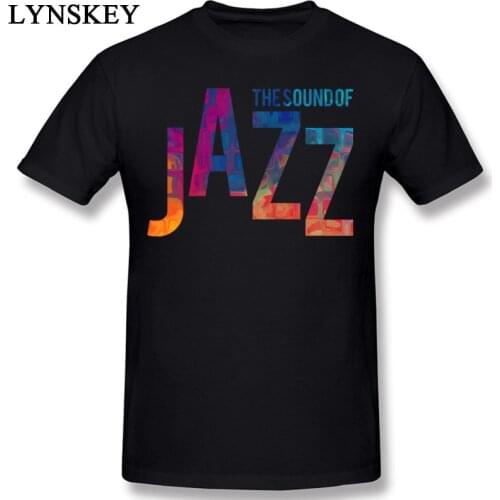 Artistic Design Colorful Letters The Sound Of Jazz Printing T Shirt For Men Cool Funny Short Sleeve Round collar Tops T-Shirt