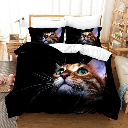Dropshipping SINGLE only 1 Pillowcase Bedding For Boys Duvet Cover Set Bedding Cat Christmas Animal Cartoon Black