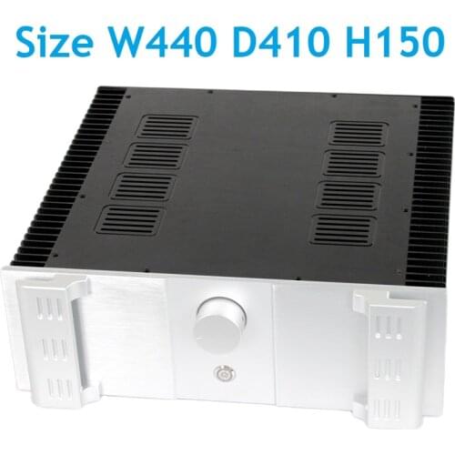 Size W440 D410 H150 All Aluminum Chassis DIY Class A Rear Case Power Amplifier Enclosure Heat Sink Handle Chassis For Hifi