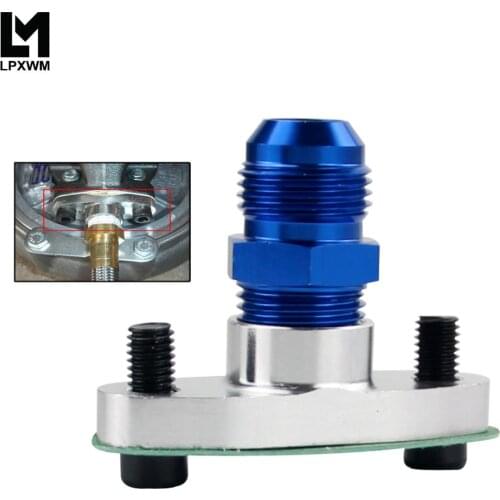 LPXWM - 1/2 NPT Female Aluminum Oil Drain Turbo Flange T3 T4 T04 GT40 GT55 silver + NPT 1/2 TO10AN Flare Fitting blue str