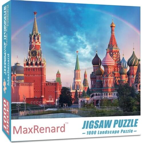 MaxRenard 50*70cm Jigsaw Puzzles 1000 Pieces Vasile Assumption Cathedral Assembling Picture Landscape Paper Puzzles for Adults