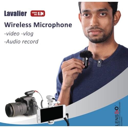 Lensgo LWM-318C Microphone Wireless Lavalier Lapel Video Condensador Microfone Mic for Smartphone Cameras DSLR Gimbal Vlog Audio