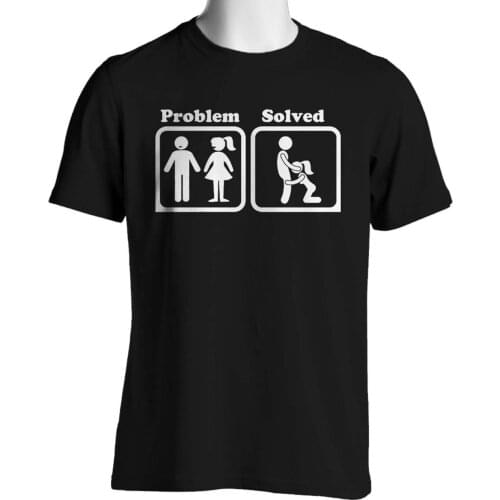 Problem Solved Sex Happy Marriage Funny Saying T Shirts Mens Cotton Men T-Shirts Classical 2019 O Neck Streetwear Hip Hop Tops