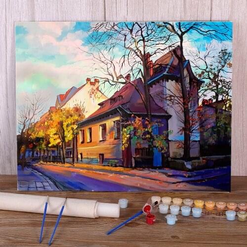Landscape Lviv Painting By Numbers Complete Kit Acrylic Paints 40*50 Boards By Numbers Handmade For Kids Handiwork Handicraft