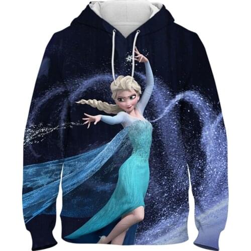 New Spring Autumn Frozen Elsa Anna Kids Baby Boys Girls Toddlers 3D Print Hoodies Cartoon Tracksuit Women Clothing Sweatshirts