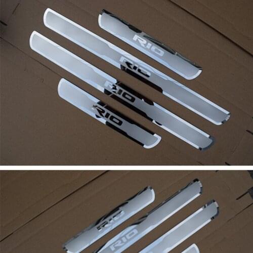 New RIO 2010-2019 Car Door Sill Protective Cover Stainless Steel Door Sill Scuff Plate for Kia Rio X Line 2015-2019