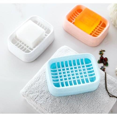 OTHERHOUSE Double Layer Soap Holder Dish Drainer Tray Soaps Storage Box Case Soap Container Plate Bathroom Organizer