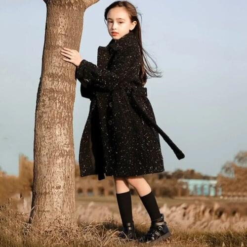Girls Coat Fashion Wool Coat For Girls Single-breasted Kids Outerwear 2020 Autumn Thick Warm Winter Clothes For Child Girls W993