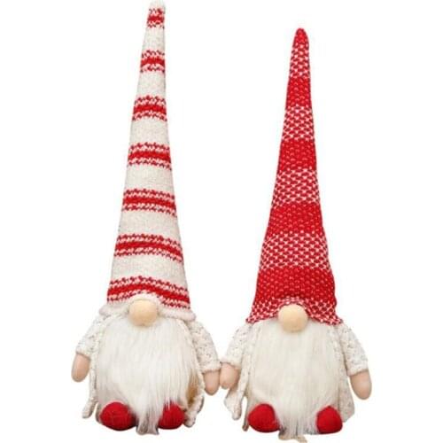 Striped Long Pointed Hat Christmas Gnome Glowing Desktop Ornaments Cute Elf Soft Doll Home Desk Craftwork Bedroom Decor
