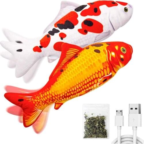 Dropshipping Electric Moving Fish Cat Toy Realistic Interactive Flopping Fish Cat Kicker Catnip Toys for Indoor Cats Pets Kitten