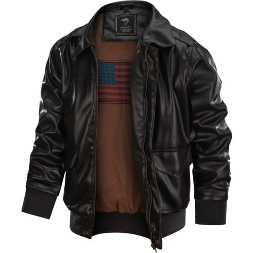 Shanghai Story Mens Leather Jacket MA-1 Leather Jacket PU Leather Bomber Jacket Coats