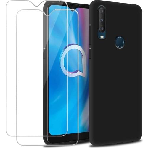3-in-1 Glass+Silicone Cover For ALCATEL 1SE 2020 Case For ALCATEL 1S 2020 Tempered Glass Screen Protector ALCATEL 1V 3L 1B 2020