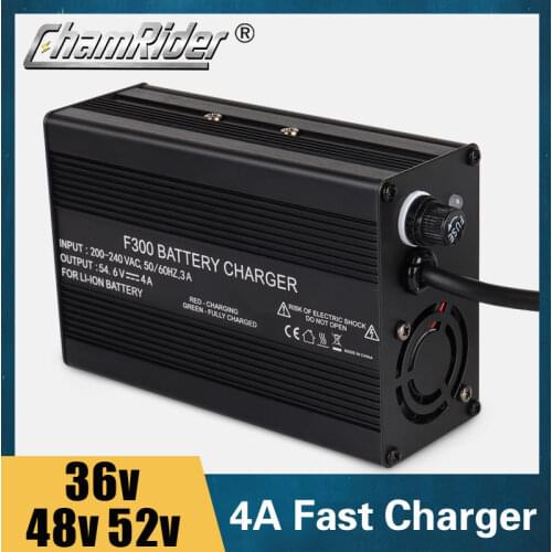 Lithium battery charger 36V 48V 52V 4A fast charger 42V 54.6V 58.8V li-ion battery pack charger ebike electric bike DC XLR RCA