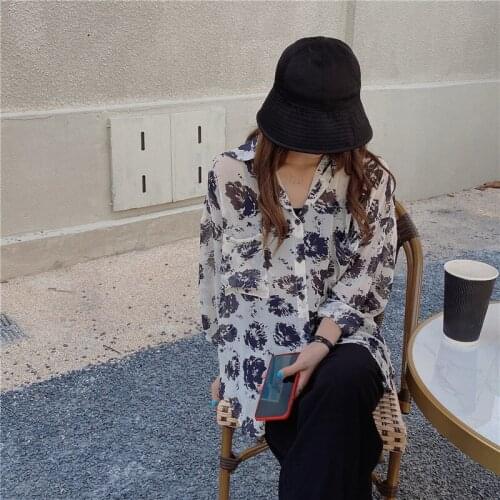 Female Korean Harajuku Cute Loose Ins Print Shirt Womens Shirts Ulzzang Japanese Kawaii Ladies Vintage Clothes For Women