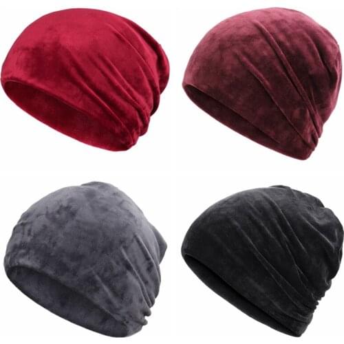 Women Men Winter Cap Casual Beanies Slouch Skullies Bonnet Velvet Beanie Soft Warm Stretch Hat For Outdoor Sports Skiing Hiking
