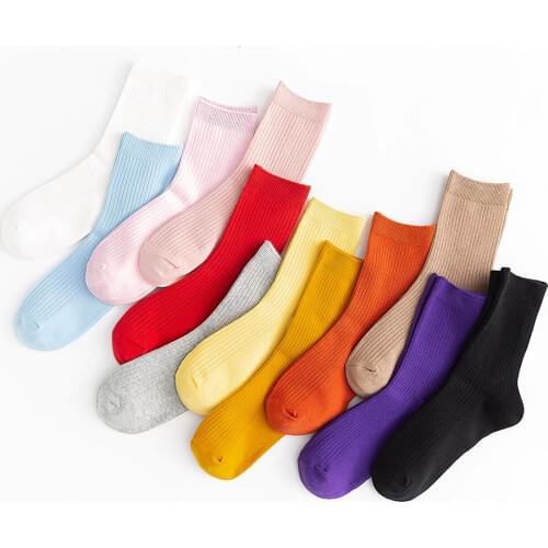 Candy Colors Ladies Tube socks Spring Autumn New fashion Cute Womens Cotton socks
