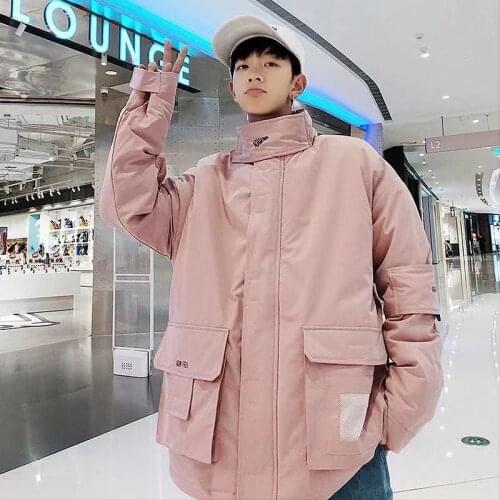 2019 winter loose overalls, hip hop cotton, thick jacket, mens winter jacket Cotton clothing