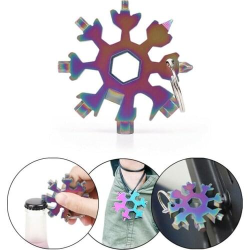 18 in 1 Snowflake Tool Card Combination Multifunctional Snowflake Screwdriver Snowflake Wrench Tool Snowflake Tool Card