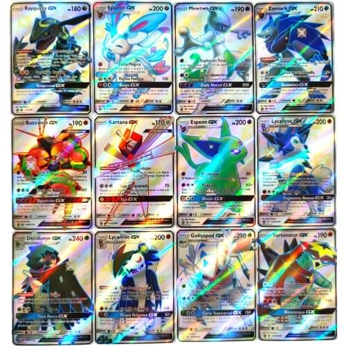 2021 New Pokemon Spanish Shining Cards TAG TEAM GX VMAX Trainer Energy Shining Cards Game Castellano Espanol Children Toy