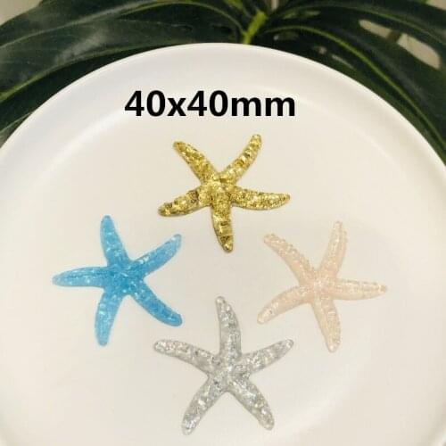 4Pcs Starfish Beads sea star Shiny Resin Cabochons Accessories For Hair Clothing Shoes Planar Resin DIY Home Decoration