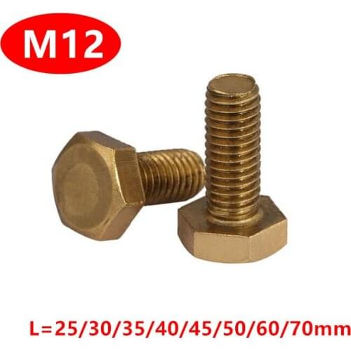 5pcs DIN933 M12 Brass Hex hexagonal Bolt Screws M12*25/30/35/40/50/60/70/80mm brass bolts