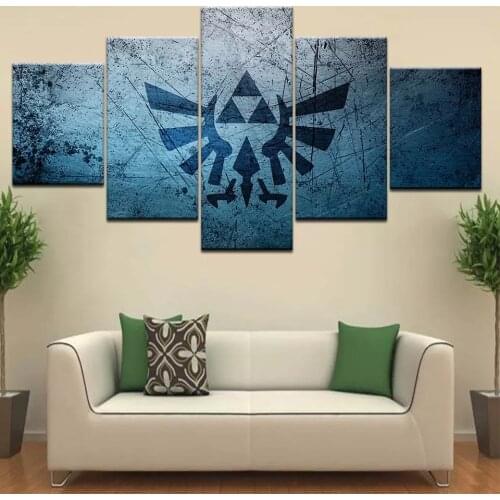5 Piece Canvas Hd Wall Art Painting Cartoon Legend Zelda Game Logo Picture Painting Home Decor Print Bedroom Decoration Poster