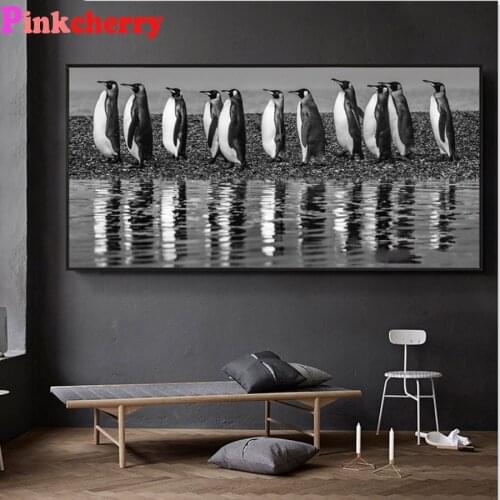 5d Diamond Painting Black and White Animal Penguin DIY Diamond Embroidery Full Layout Diamond Mosaic Cross Stitch Needlework P72