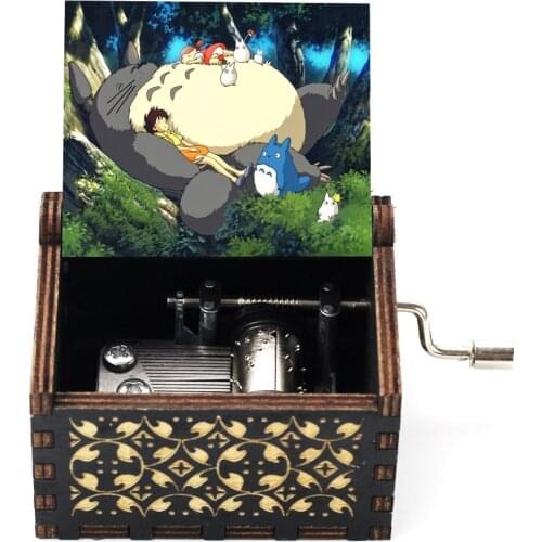 Antique Wooden Hand Cranked My Neighbor Music Box Halloween Cant Help Falling in Love Valentines Day Gift Coffin