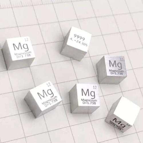 Free shipping 5pcs & 10pcs 99.99% purity Mg carved element periodic table 10mm cube with 1.7g Magnesium ingot / pellet / block