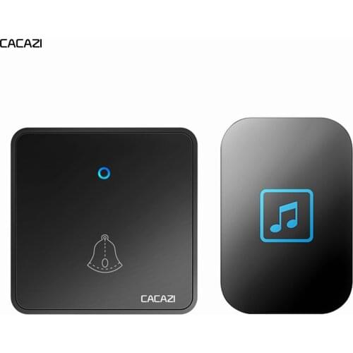 CACAZI Home Wireless Doorbell Waterproof 300M Remote 60 Chimes Transmitter US EU UK Plug Receiver 0-110DB Chimes CR2032 Battery