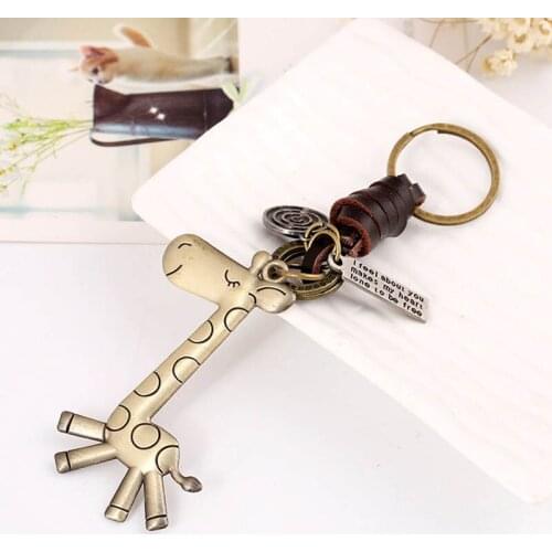 Fashion Keychain Key Ring Hand Woven Multi Purpose Bag Ornament Punk Giraffe Skate Board Cross Gold Cowhide Alloy Key Chains