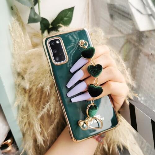 A51 Case Luxury Gold Plated Bracelet Heart Cover for Samsung Galaxy A70 A50 A71 Note 9 20 Note 10 Pro S9 S20 S30 Plus A72 A52