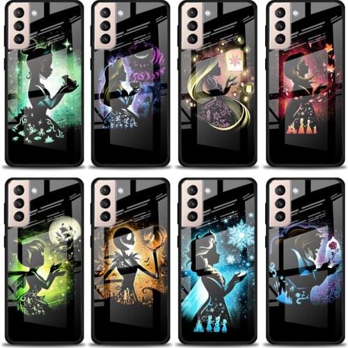 Disney Cartoon Princess Tempered Glass Cover For Samsung Galaxy S21 Plus Ultra M21 M31 M51 A52 A72 Phone Case Coque
