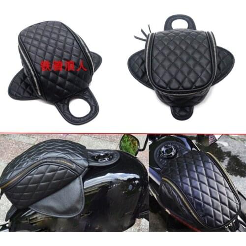 Black Cafe Racer Motorcycle Tank Bag Oil Fuel Bag Unicersal Motorbike Saddle Luggage Retro Moto Saddlebag Backpack Vintage Parts
