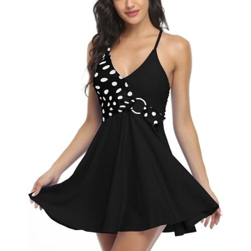 Hot Sale Womens Swimsuits Two Piece Retro Polka Dot Print Bikini Suits Swimdress Swimwear Top Set with Bottoms 2021 New