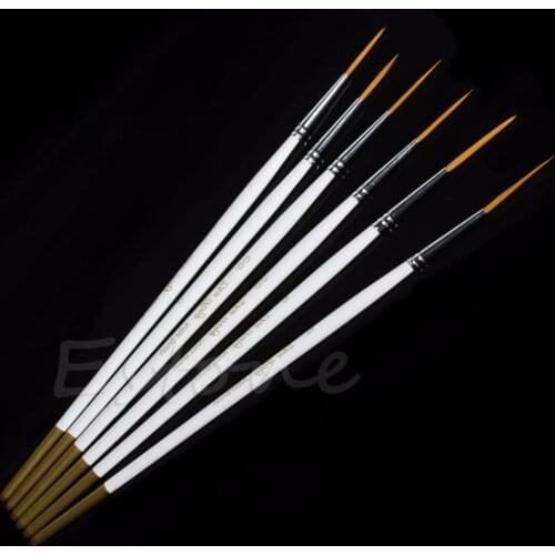 Hot 6Pcs/Set Nylon Hair Round Paint Brush Hook Line Pen Artist Draw Painting Craft