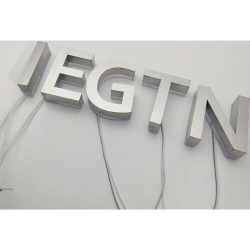 Customized shop wall logo stainless steel back lit 3d led signage