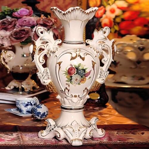 Quality fashion ivory porcelain floor vase gold wedding gift ceramics europe home decoration ceramics
